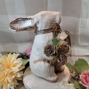 Jeweled Rabbit Embellished Rhinestones Flowers Butterfly Easter Spring 10"